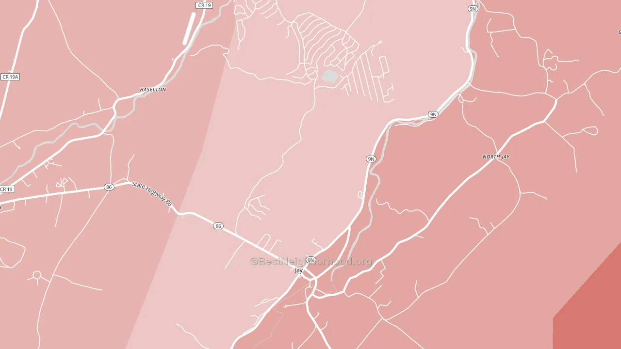 Jay, NY block-group political-lean map