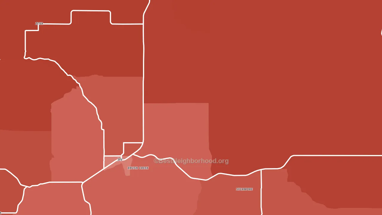 Jay, OK block-group political-lean map