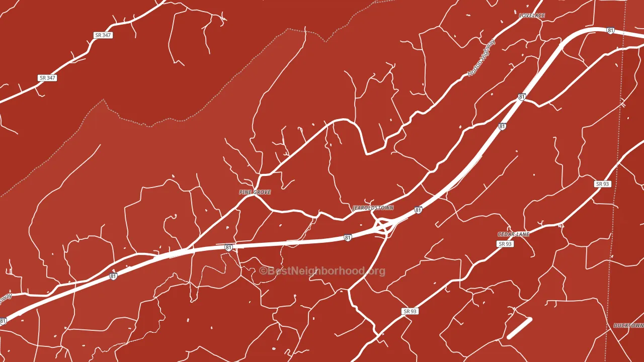 Jearoldstown, TN block-group political-lean map