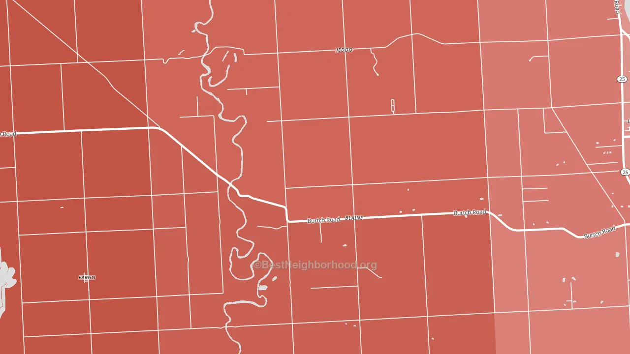 Jeddo, MI block-group political-lean map