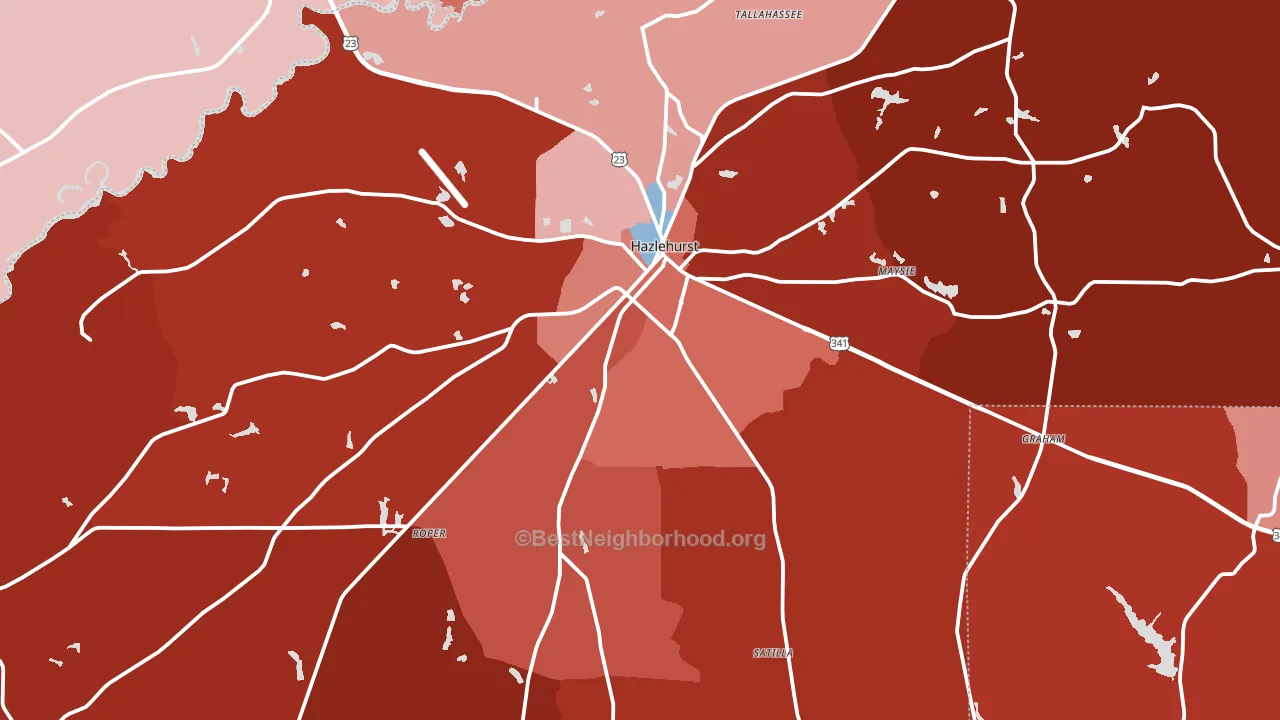 Jeff Davis County, GA block-group political-lean map
