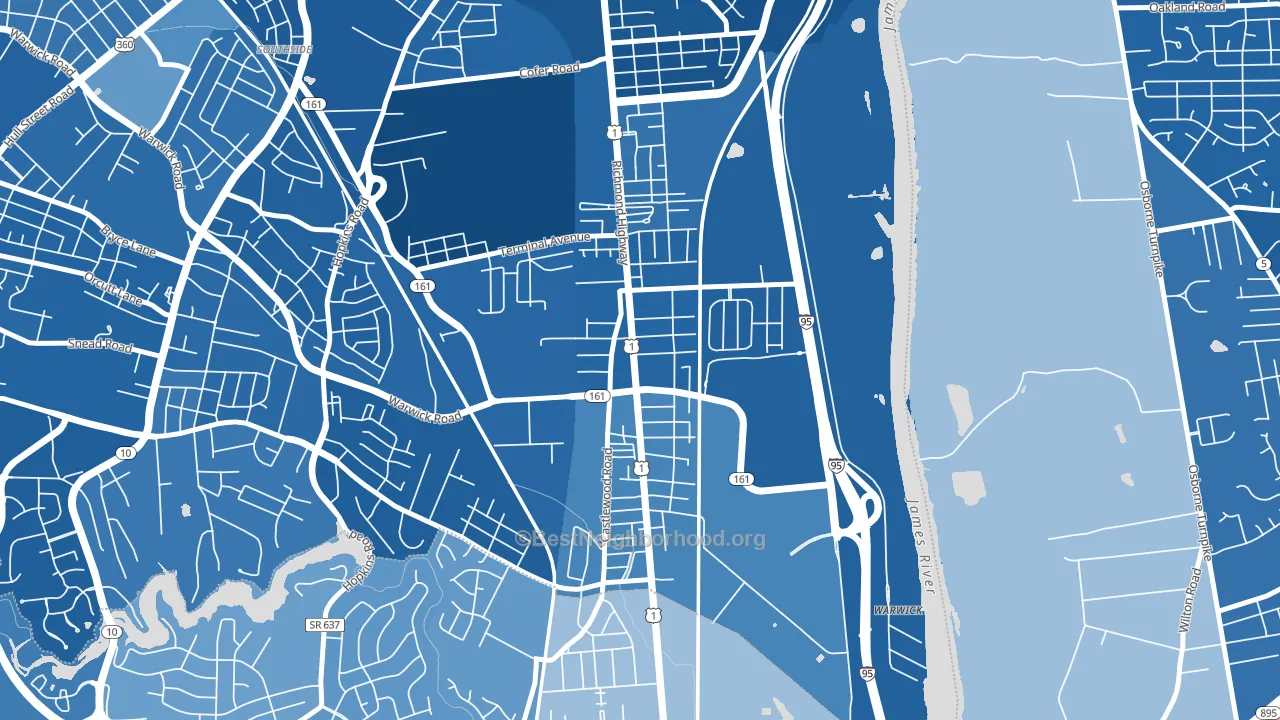 Jeff Davis, Richmond, VA block-group political-lean map
