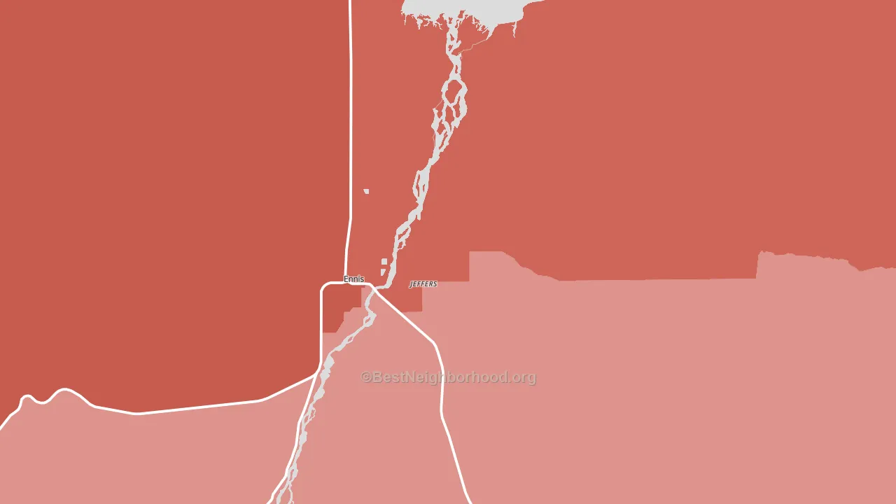 Jeffers, MT block-group political-lean map