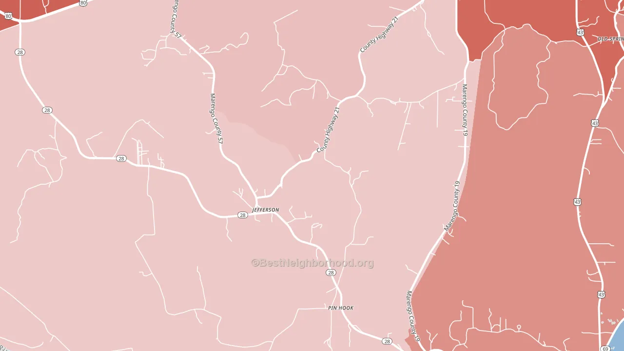 Jefferson, AL block-group political-lean map
