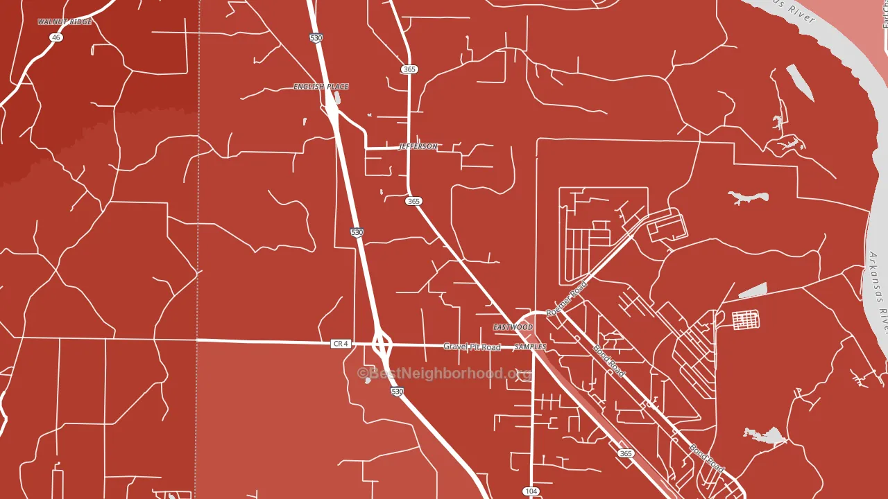 Jefferson, AR block-group political-lean map
