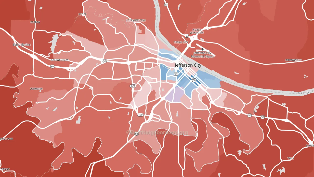Jefferson City, MO block-group political-lean map