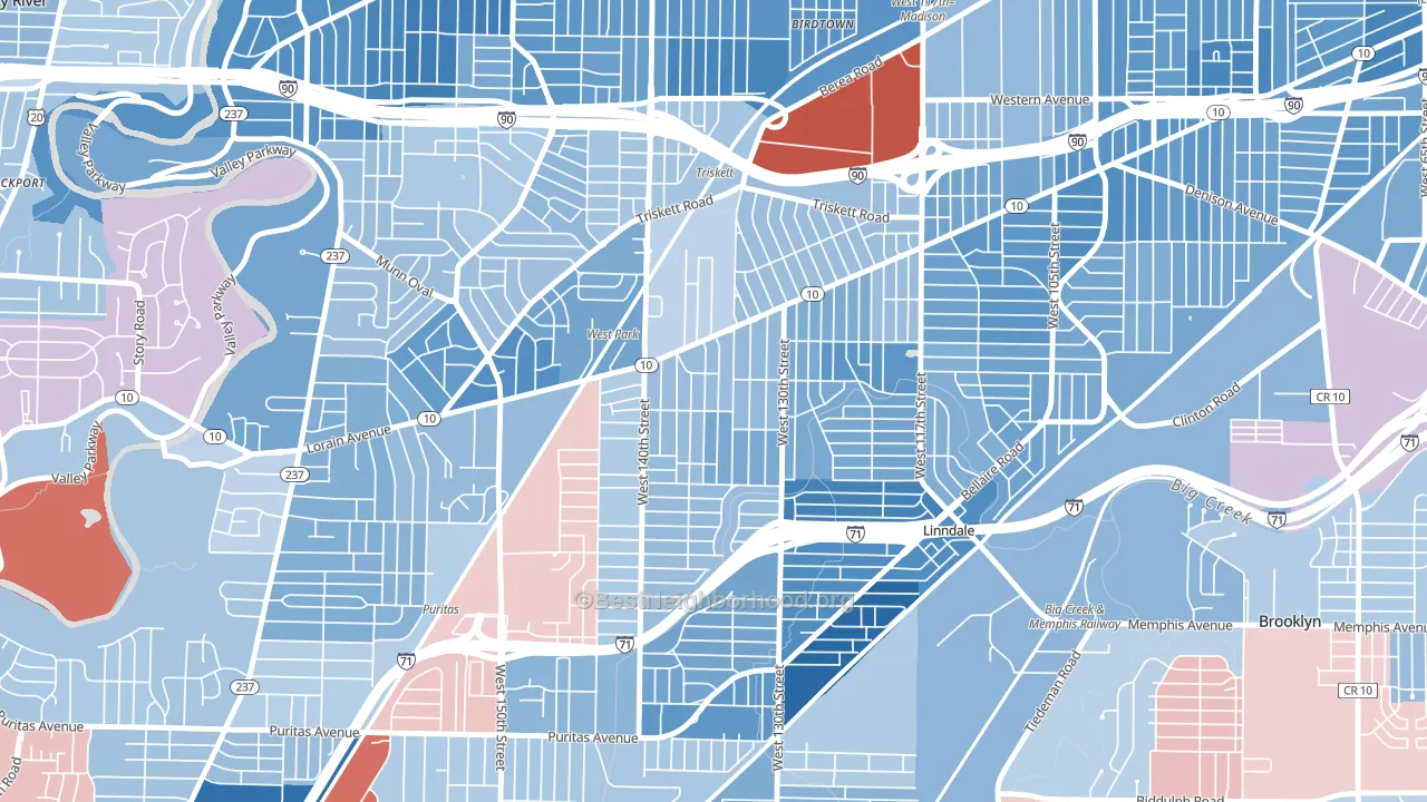 Jefferson, Cleveland, OH block-group political-lean map