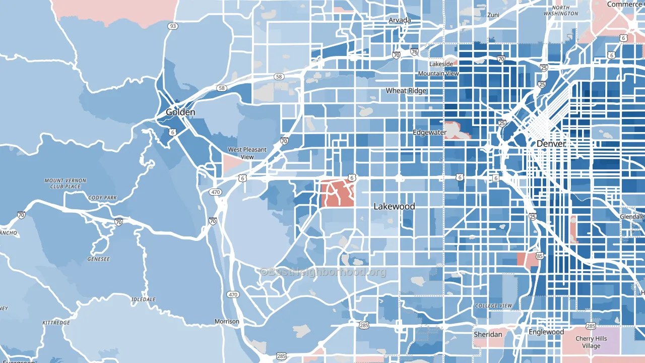 Jefferson County, CO block-group political-lean map