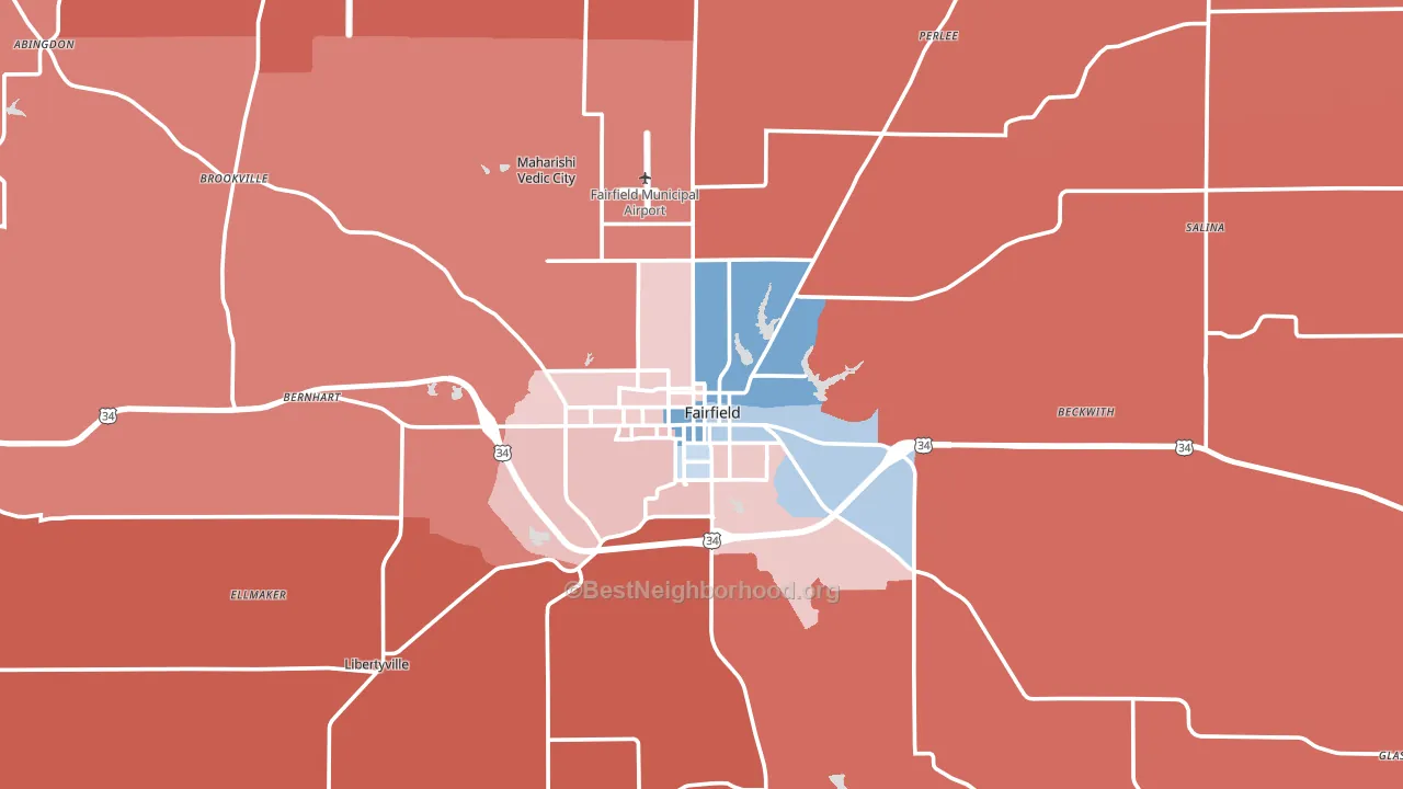 Jefferson County, IA block-group political-lean map
