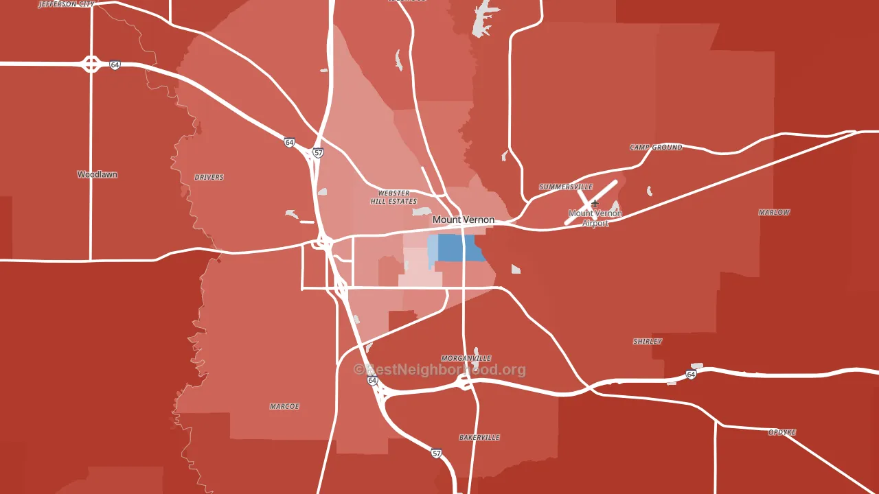 Jefferson County, IL block-group political-lean map