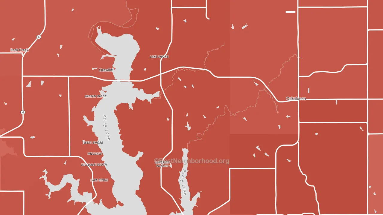 Jefferson County, KS block-group political-lean map