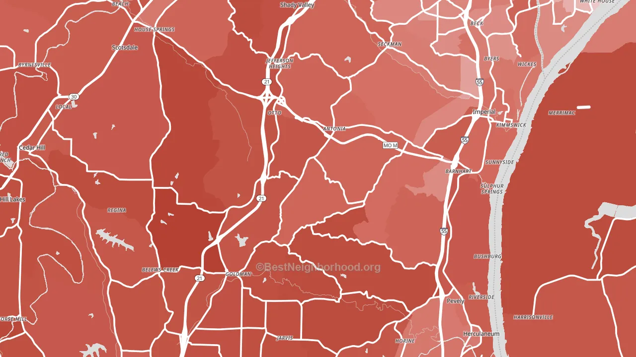 Jefferson County, MO block-group political-lean map