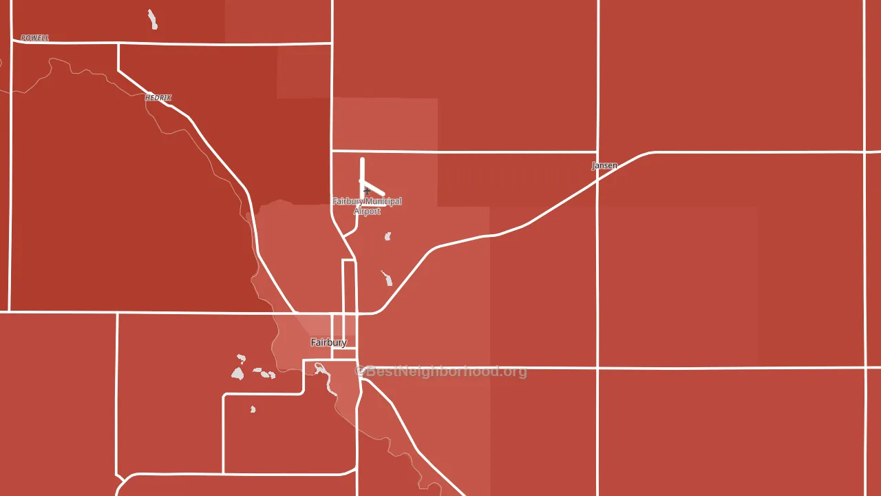 Jefferson County, NE block-group political-lean map