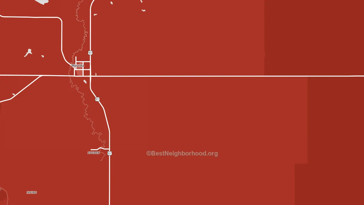 Jefferson County, OK block-group political-lean map