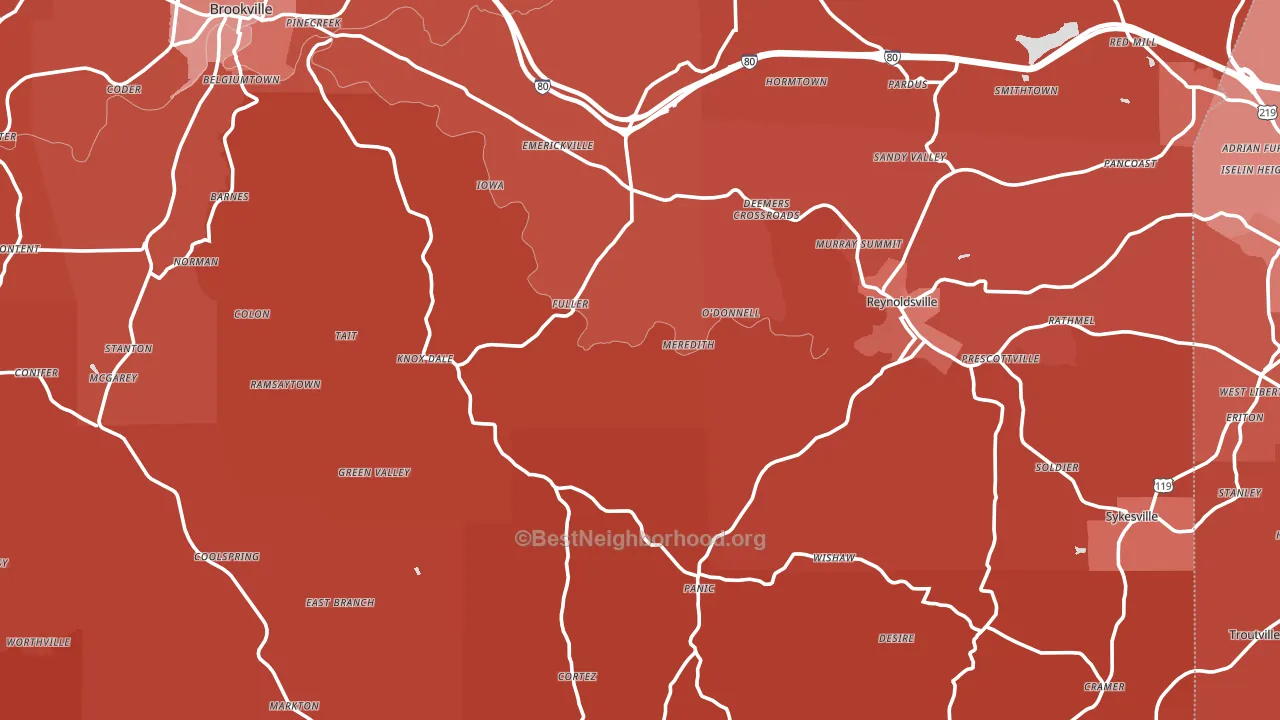 Jefferson County, PA block-group political-lean map