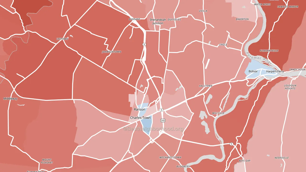 Jefferson County, WV block-group political-lean map