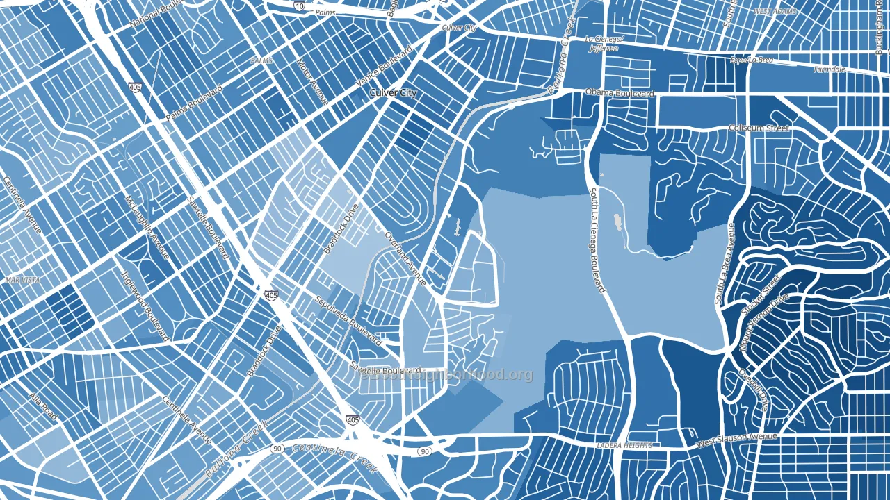 Jefferson, Culver City, CA block-group political-lean map