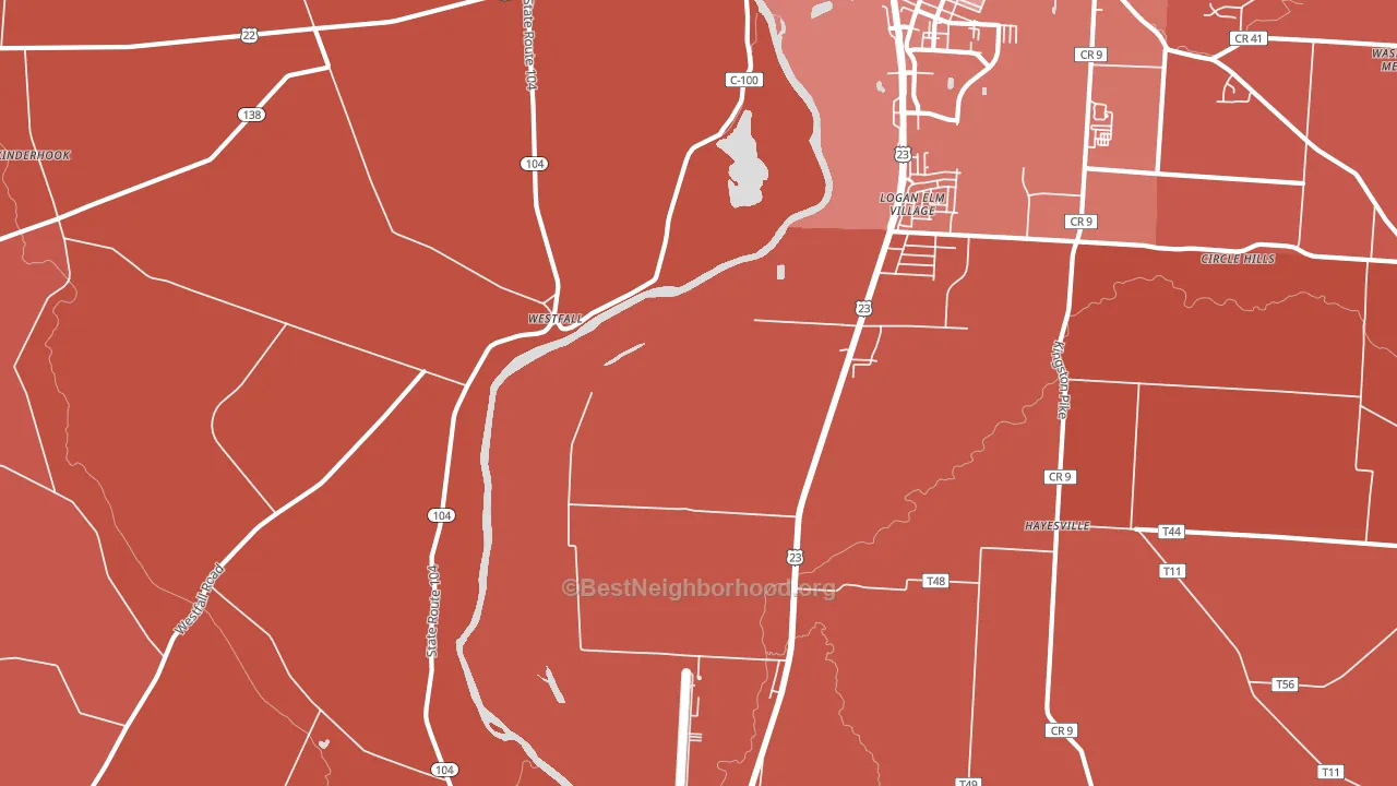 Jefferson Estates, OH block-group political-lean map