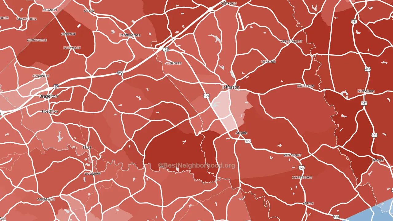 Jefferson, GA block-group political-lean map