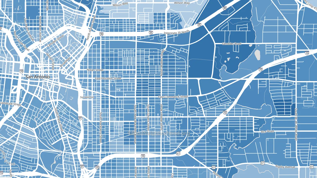 Jefferson Heights, San Antonio, TX block-group political-lean map