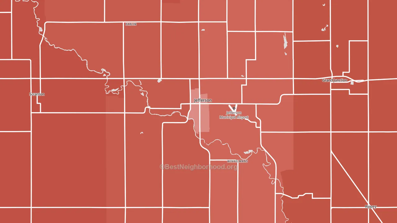 Jefferson, IA block-group political-lean map