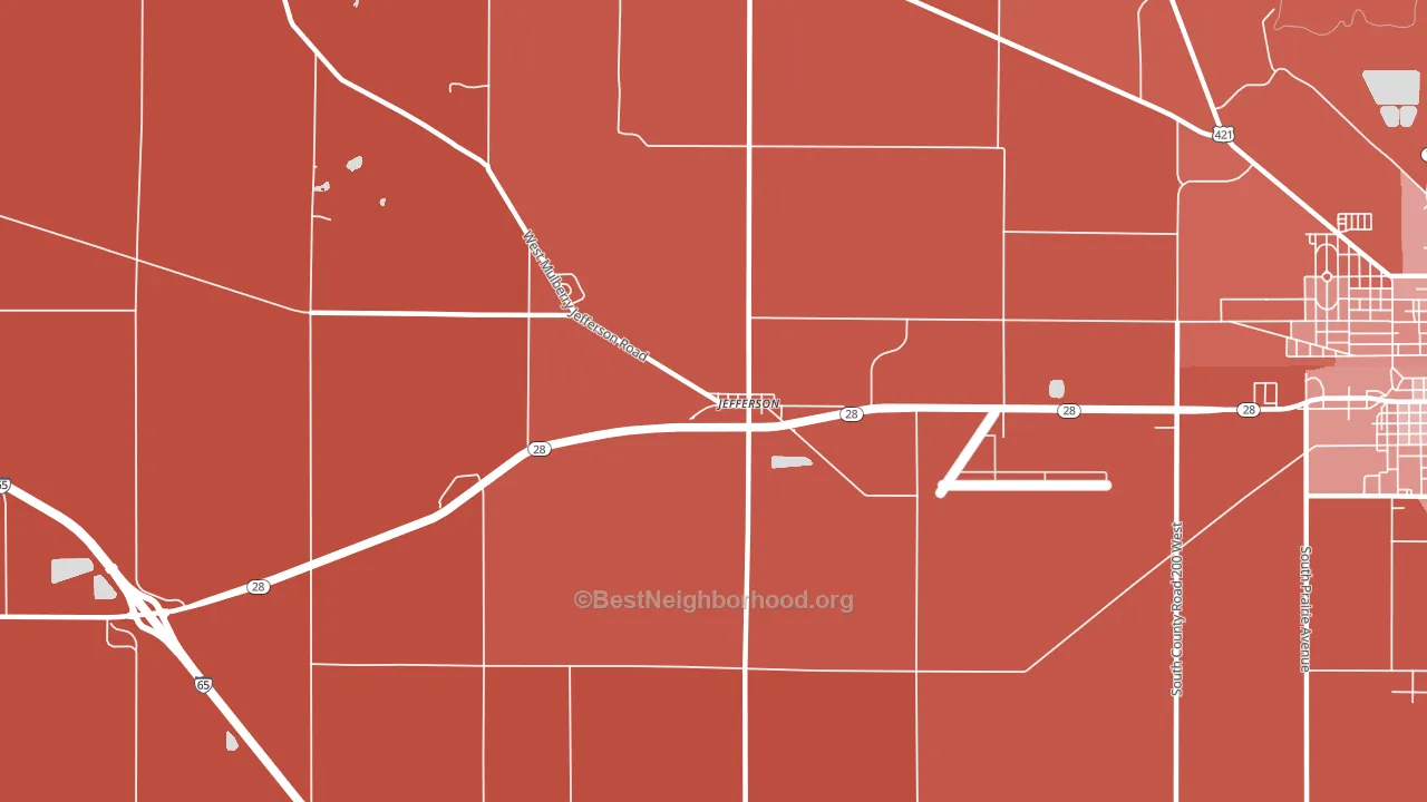Jefferson, IN block-group political-lean map