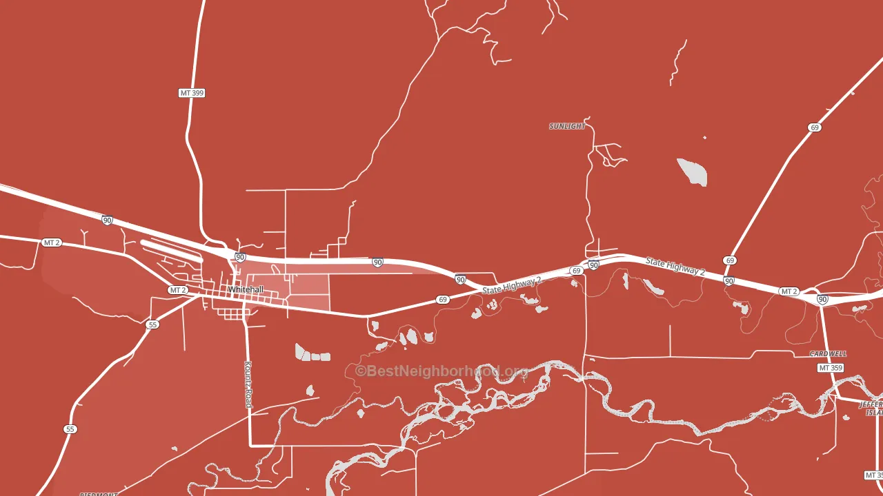 Jefferson Island, MT block-group political-lean map