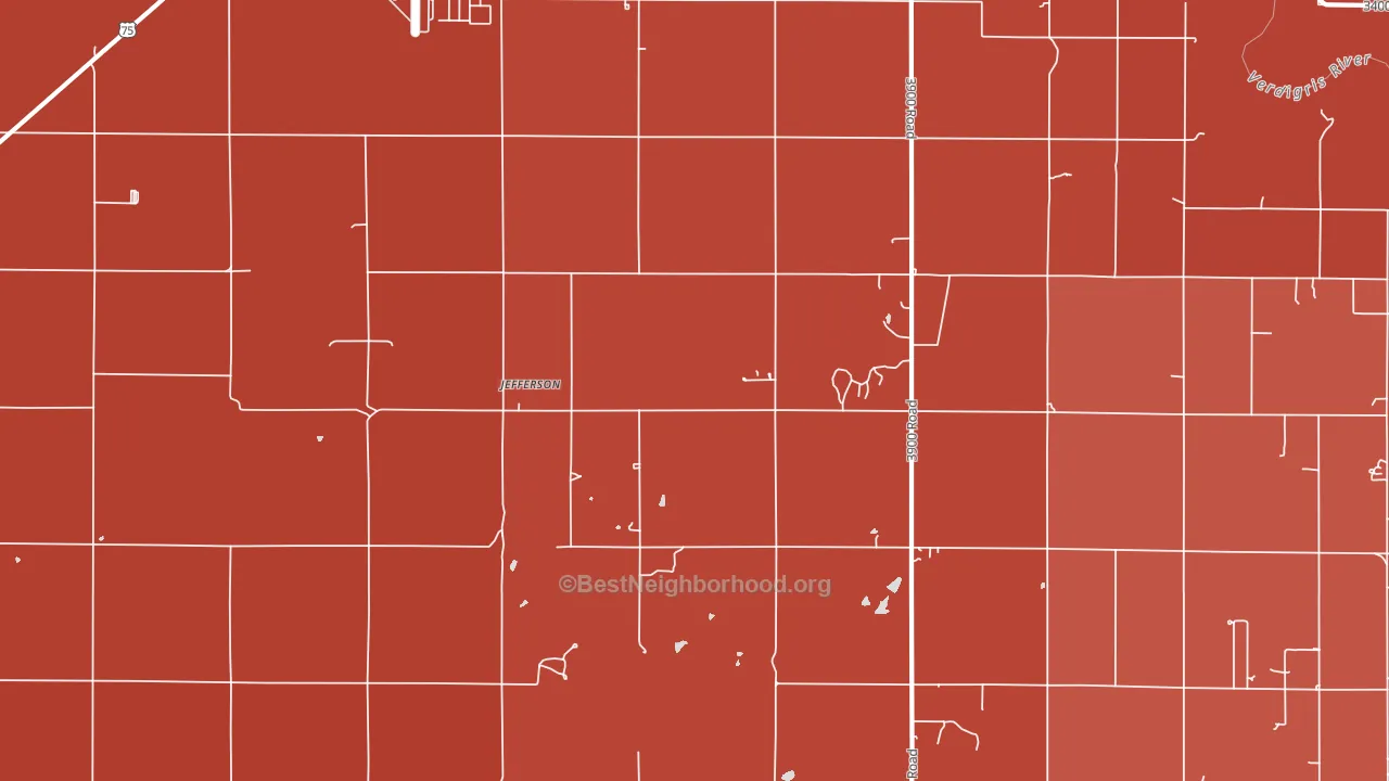 Jefferson, KS block-group political-lean map
