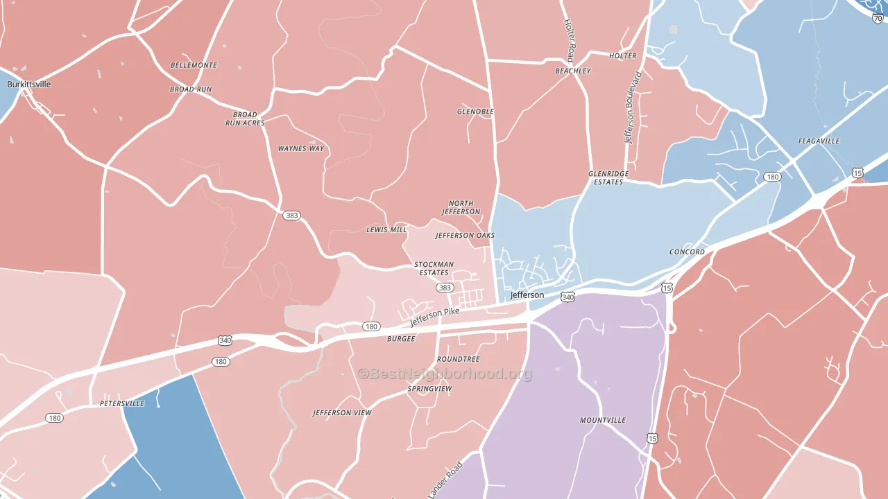 Jefferson, MD block-group political-lean map