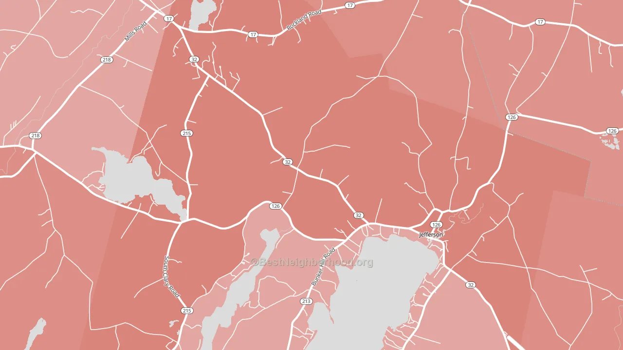 Jefferson, ME block-group political-lean map