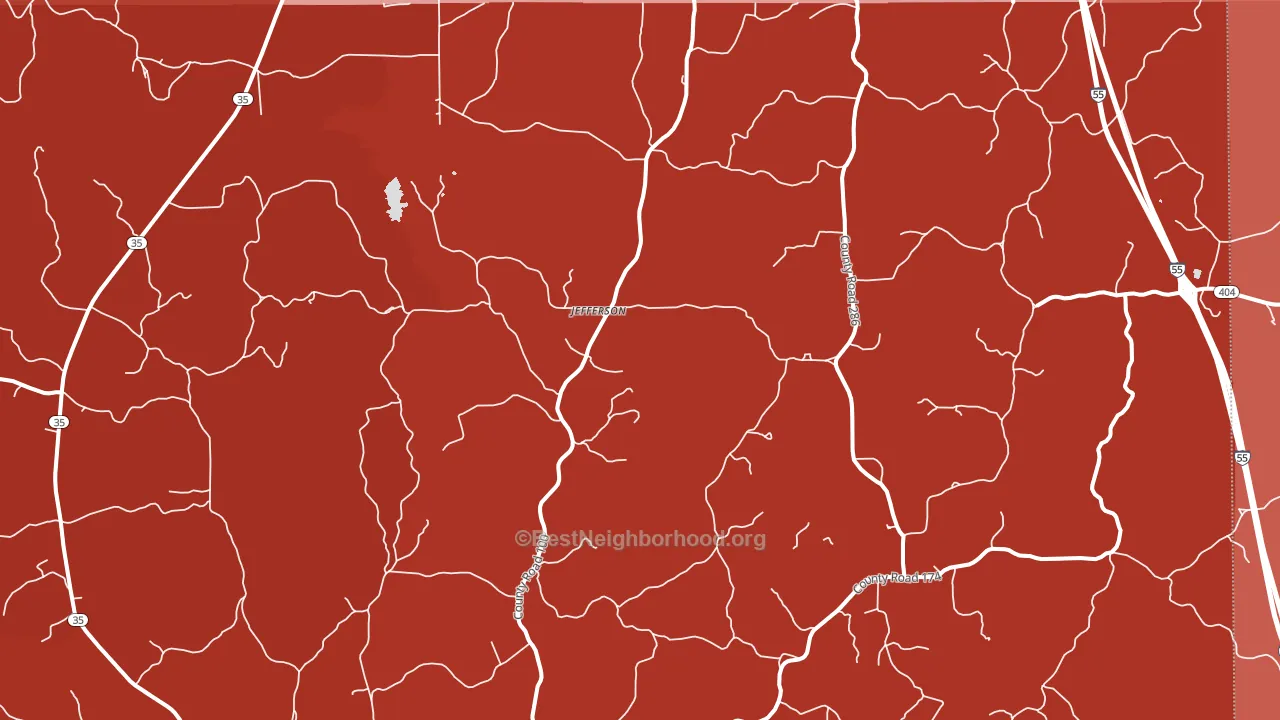 Jefferson, MS block-group political-lean map