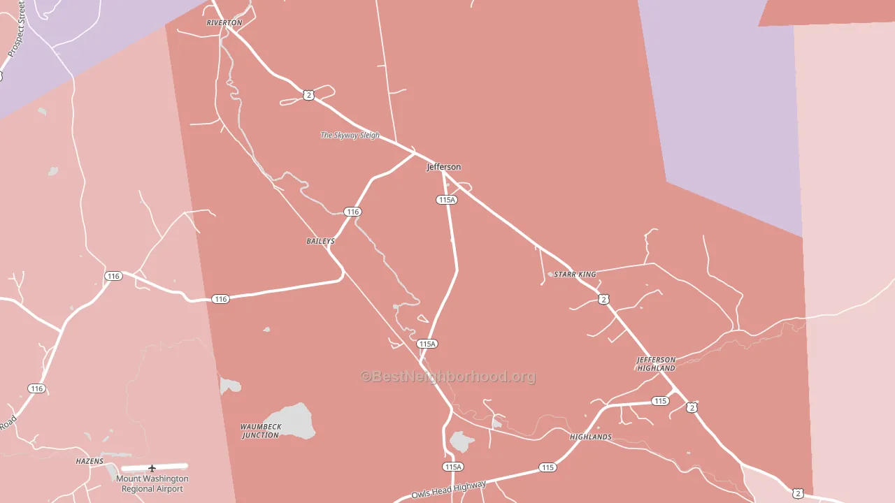Jefferson, NH block-group political-lean map