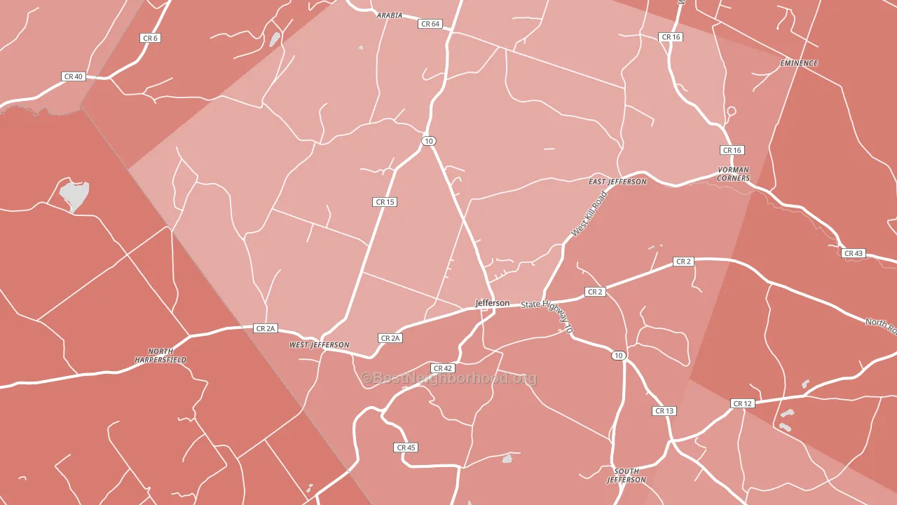 Jefferson, NY block-group political-lean map