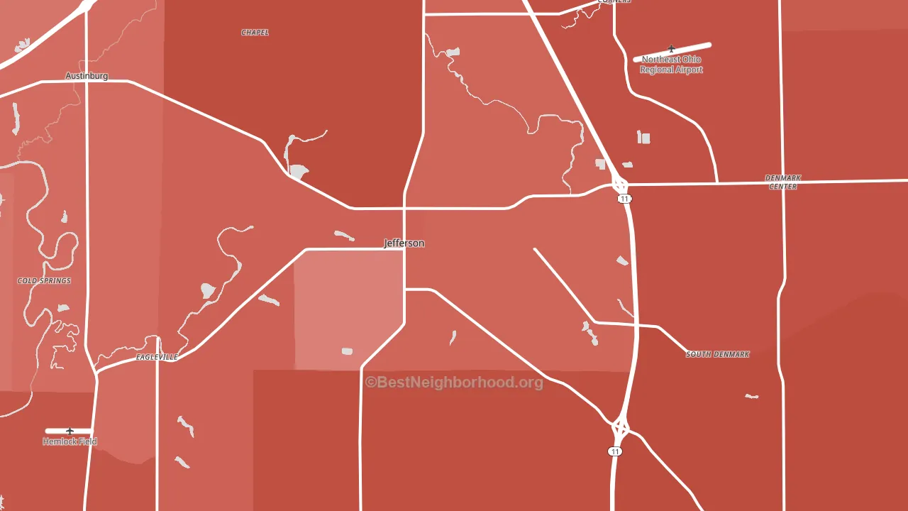 Jefferson, OH block-group political-lean map