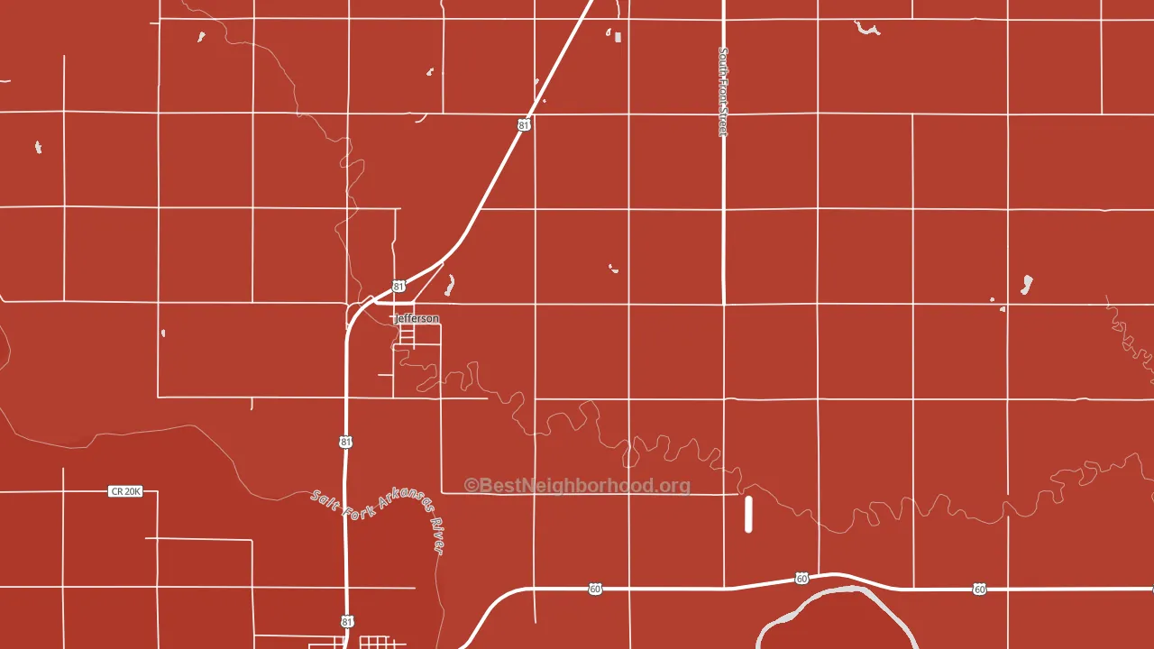 Jefferson, OK block-group political-lean map