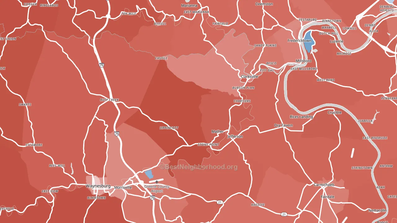 Jefferson, PA block-group political-lean map