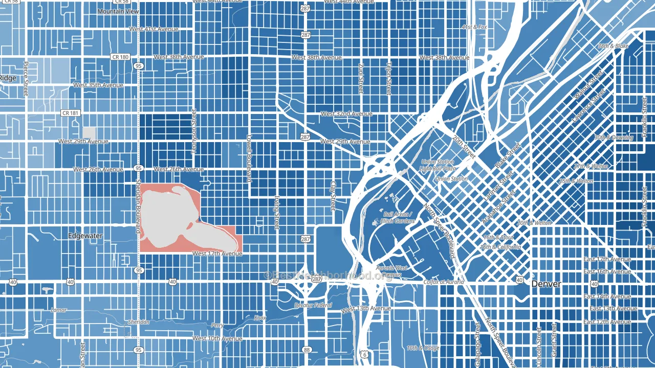 Jefferson Park, Denver, CO block-group political-lean map
