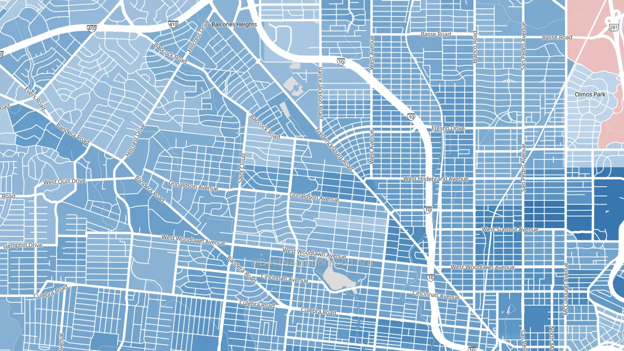 Jefferson, San Antonio, TX block-group political-lean map