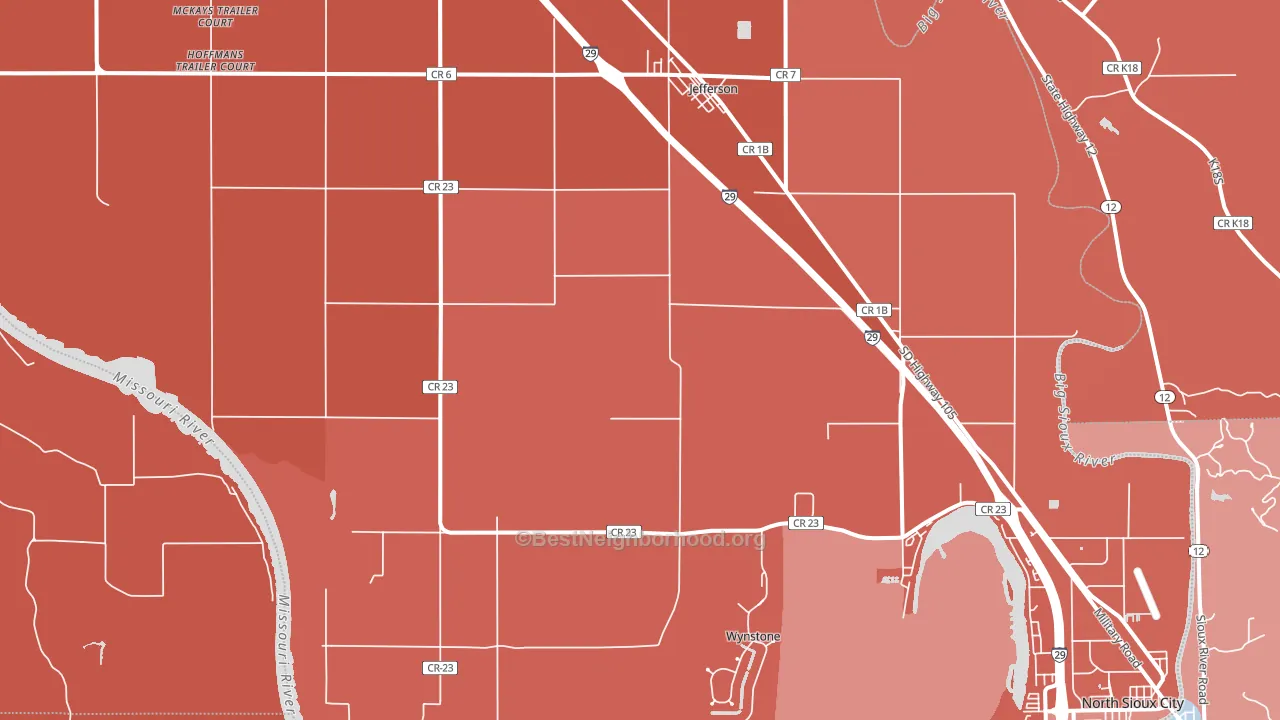 Jefferson, SD block-group political-lean map