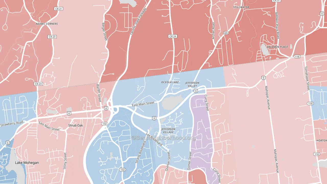 Jefferson Valley, NY block-group political-lean map