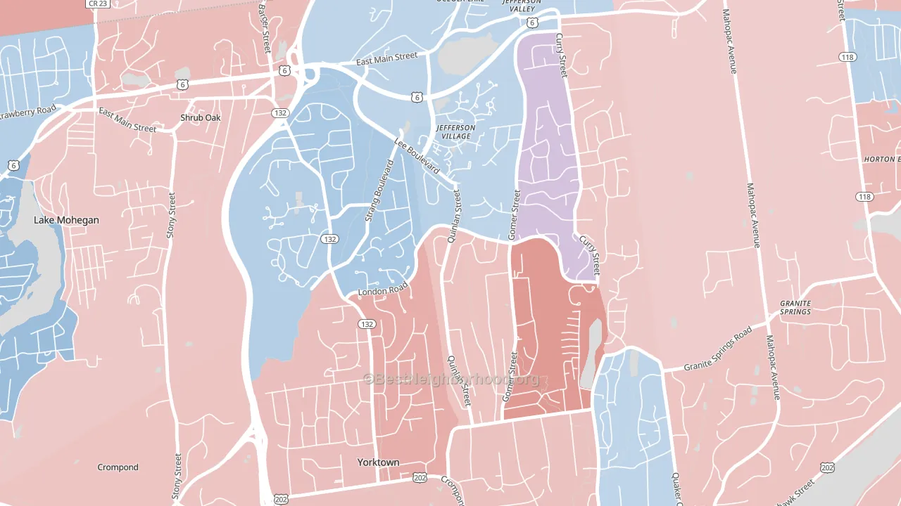 Jefferson Valley-Yorktown, NY block-group political-lean map