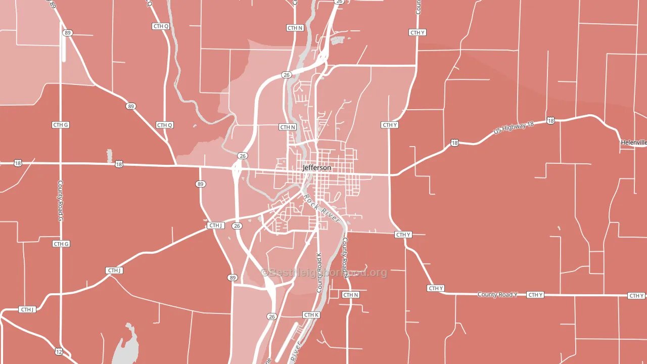 Jefferson, WI block-group political-lean map