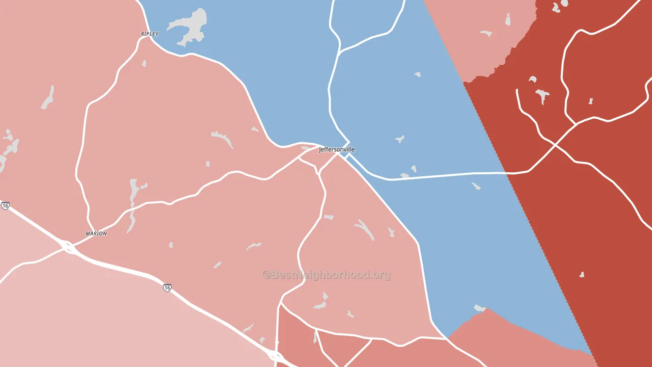 Jeffersonville, GA block-group political-lean map