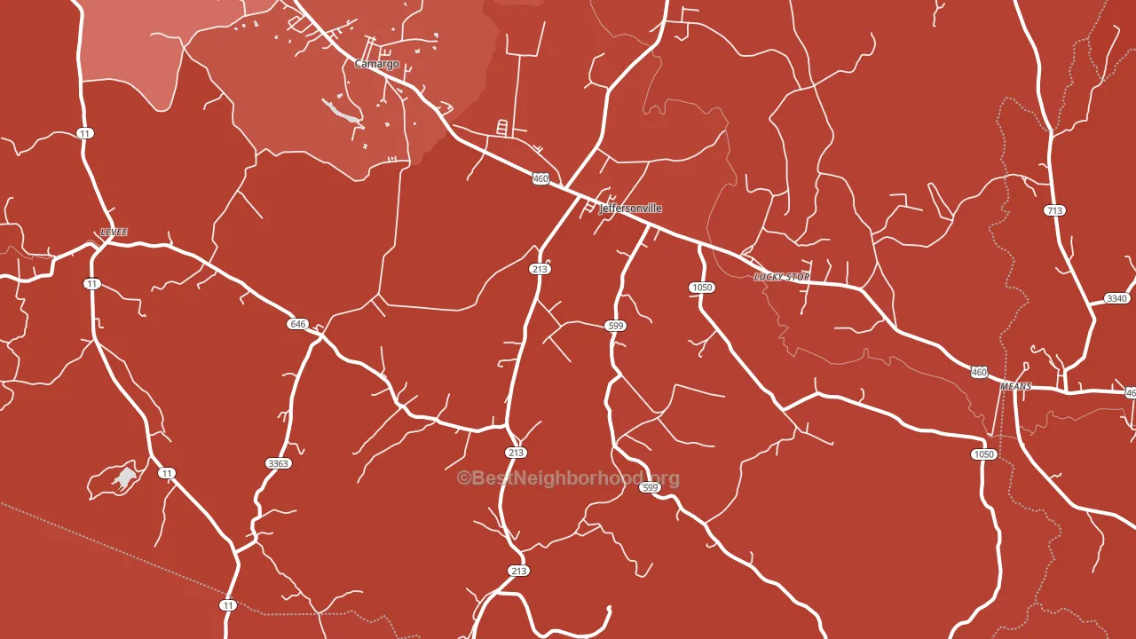 Jeffersonville, KY block-group political-lean map