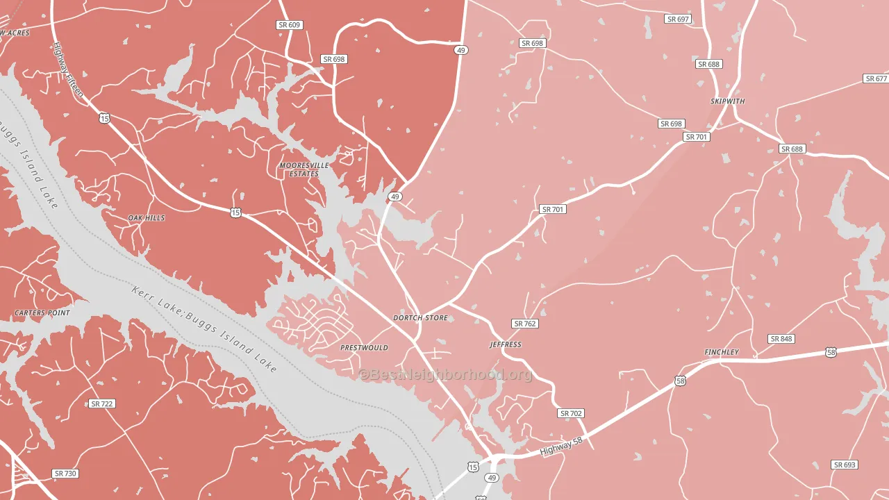 Jeffress, VA block-group political-lean map