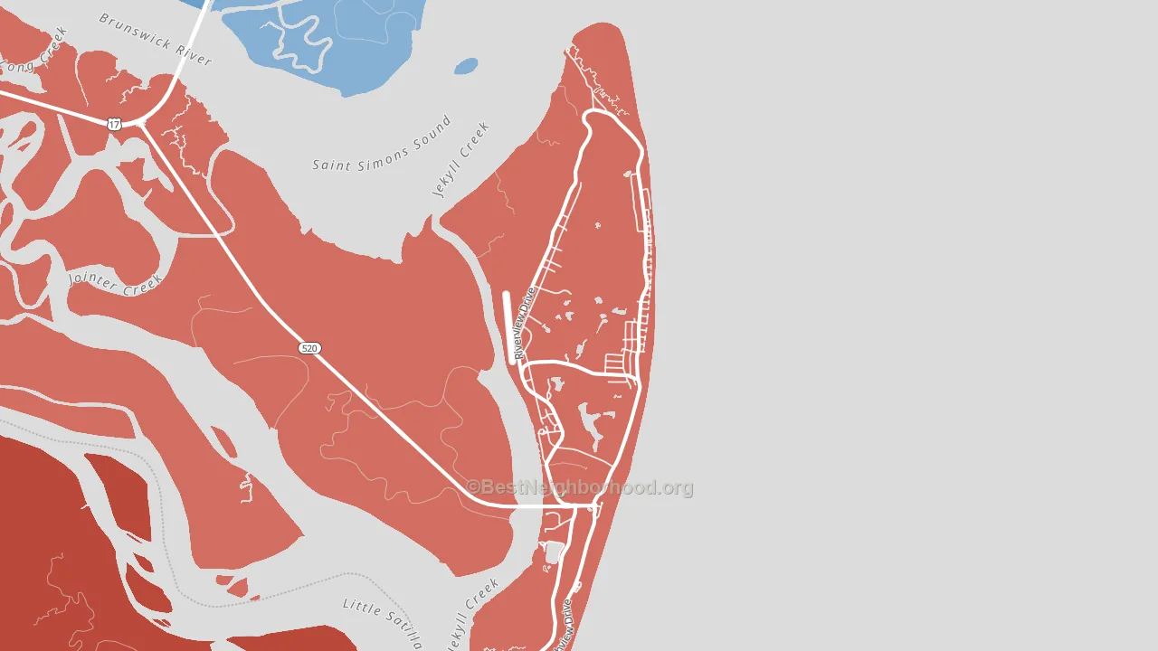 Jekyll Island, GA block-group political-lean map
