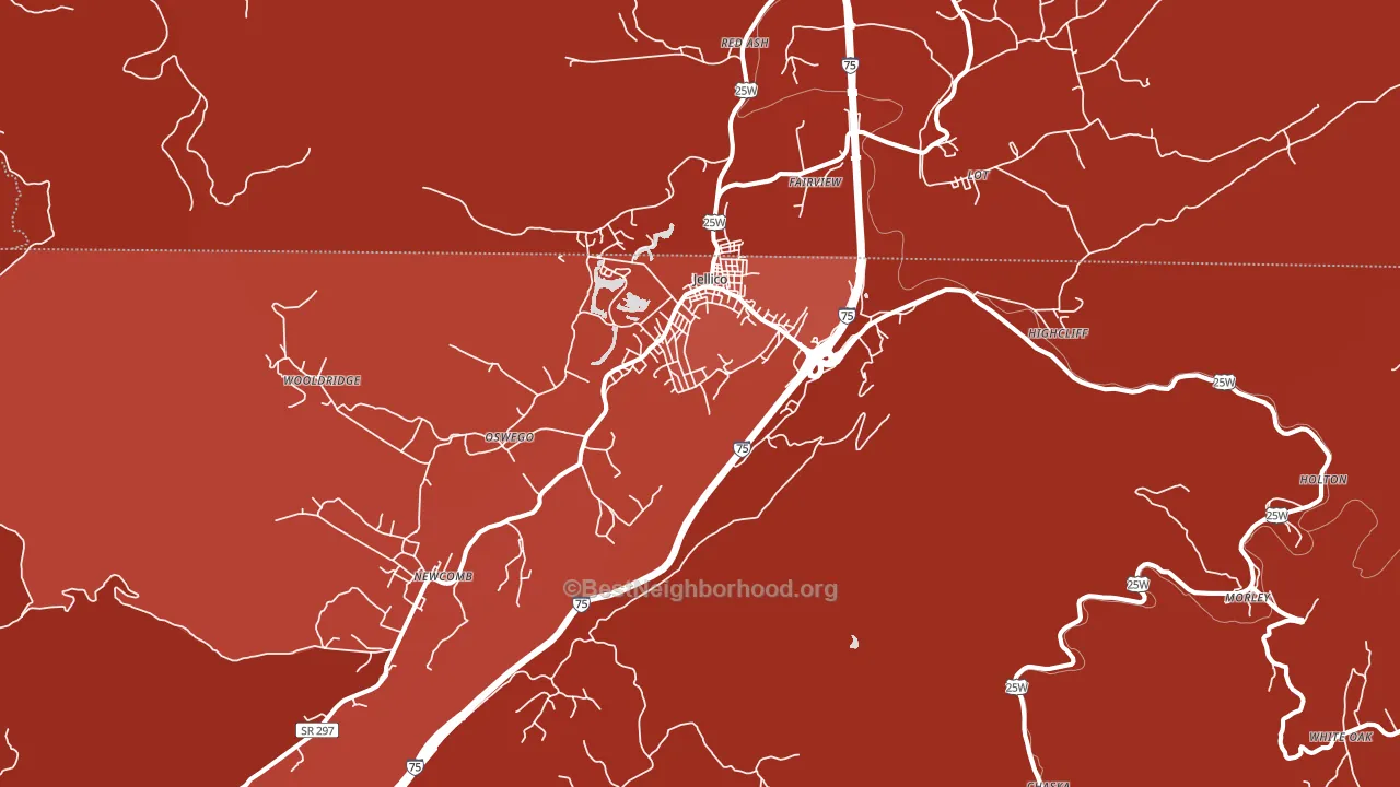 Jellico, TN block-group political-lean map