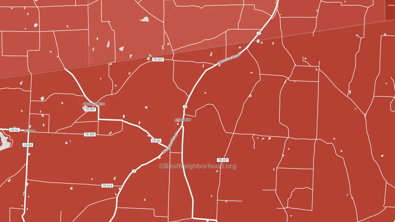 Jelloway, OH block-group political-lean map