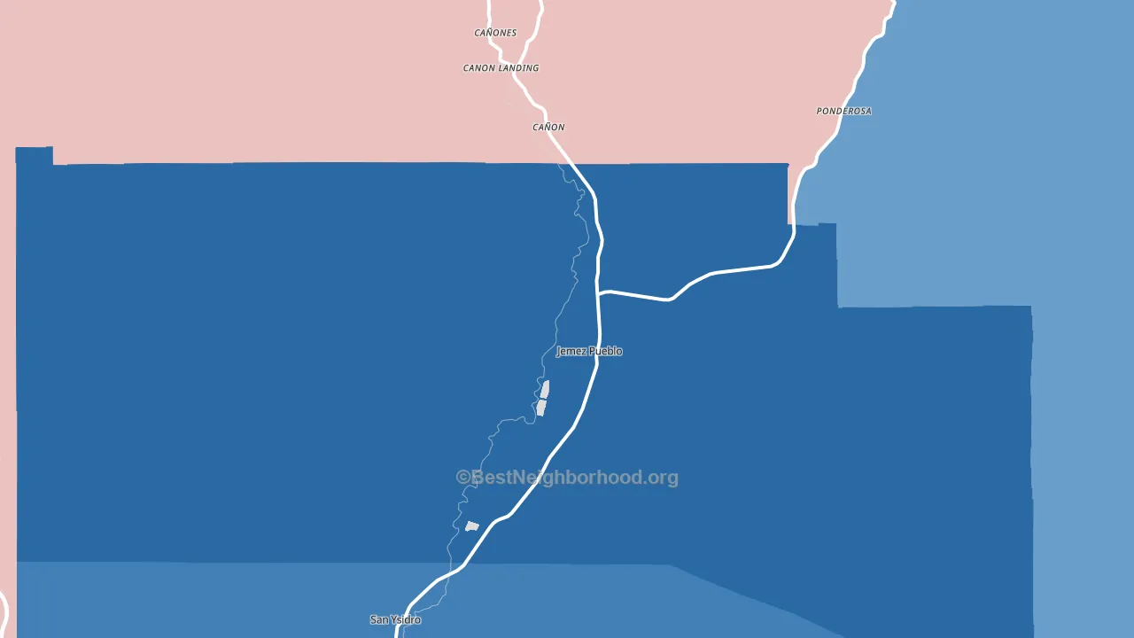 Jemez Pueblo, NM block-group political-lean map