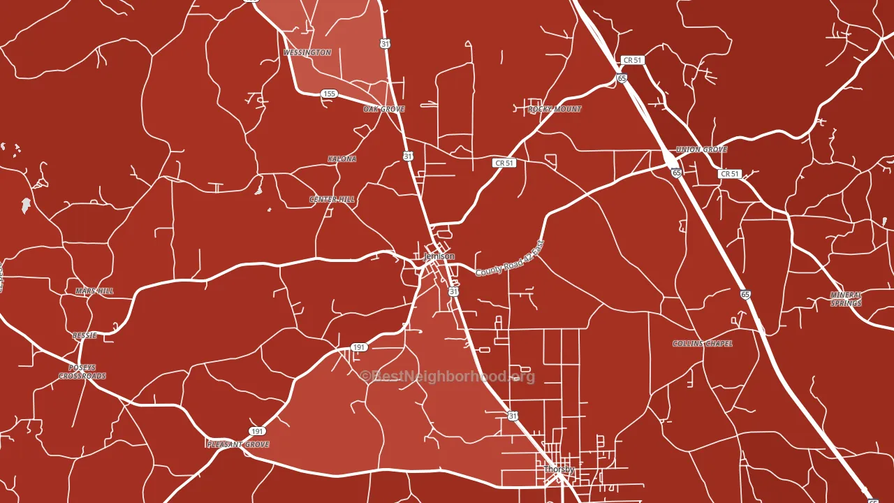 Jemison, AL block-group political-lean map